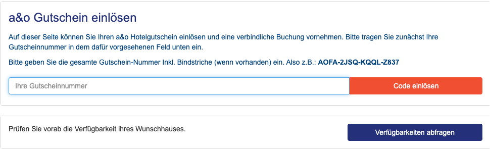 a&o Gutschein einlösen