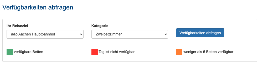a&o Verfügbarkeiten prüfen