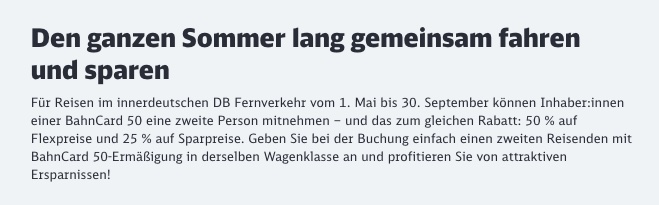 BahnCard: bis zu 50% Rabatt, z.B. BahnCard 25 für 30,99€ (statt 62,90€)