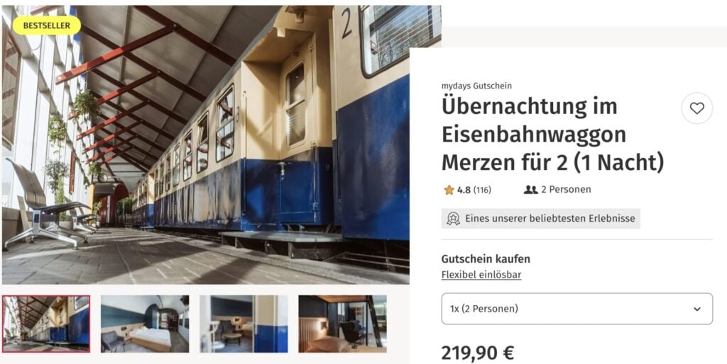 Eisenbahnhotel Deutschland: Übernachtung mit Frühstück & Dinner ab 95€ p.P.