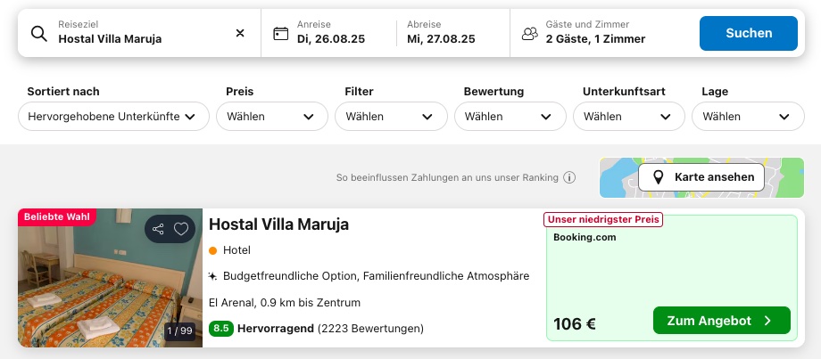 El Arenal Urlaub: 2 Tage mit Unterkunft und Flug ab 118€ p.P. (DZ)