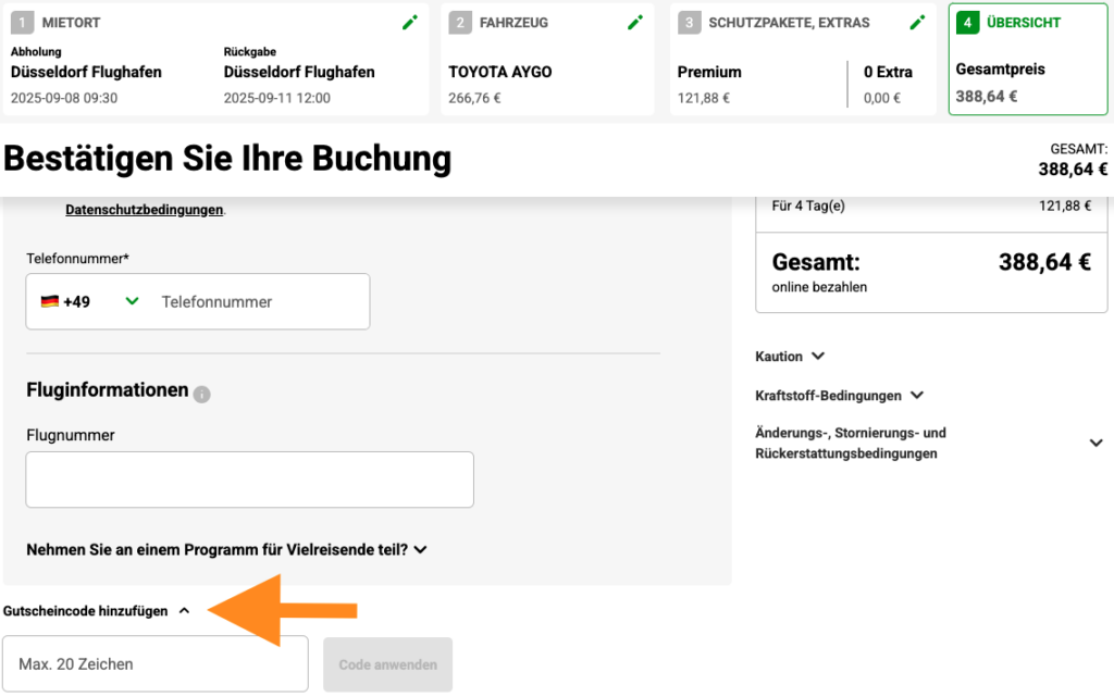 Europcar Gutschein einlösen
