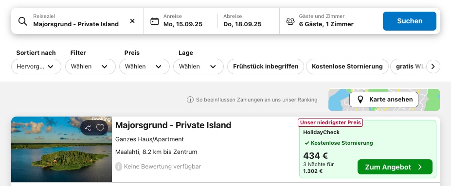 Finnland Kurztrip: 5 Tage auf einer privaten Insel ab 252€ p.P. (bei Vollbelegung)
