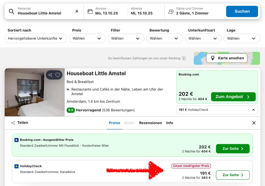 Hausboot mieten in Amsterdam: 3 Tage in top Lage ab 190€ p.P. (bei 2 Leuten)
