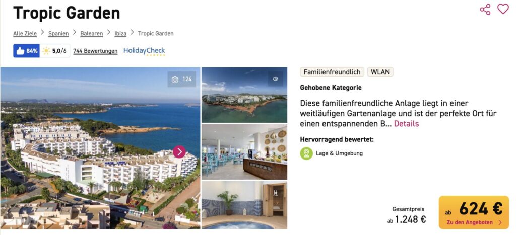Ibiza Schnäppchen: 1 Woche im top Hotel inkl. Frühstück & Flug ab 556€ p.P.
