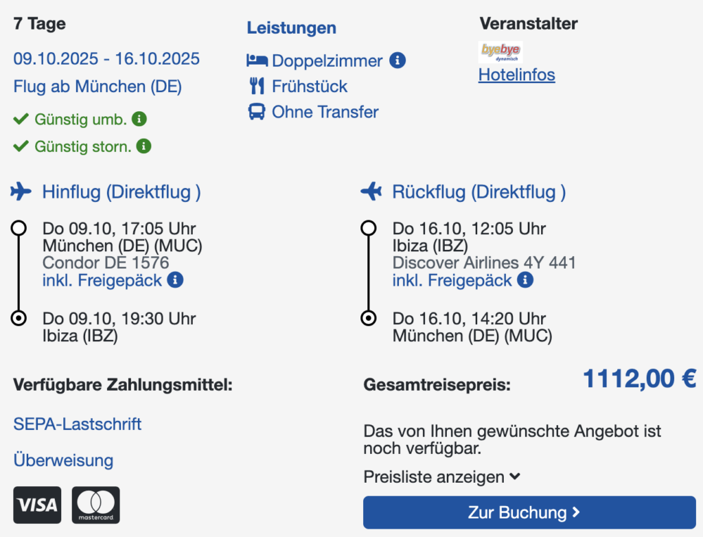 Ibiza Schnäppchen: 10 Tage im top Hotel inkl. Frühstück & Flug ab 499€ p.P.