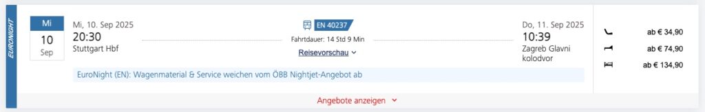Kroatien Kurztrip: mit dem Nachtzug nach Zagreb ab 24,90€