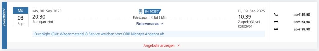 Kroatien Kurztrip: mit dem Nachtzug nach Zagreb ab 24,90€