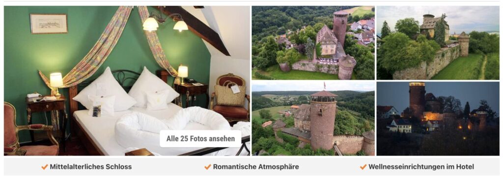 Kurzurlaub in Hessen: 4* Burghotel inkl. Frühstück ab 79,50€ p.P. (DZ)