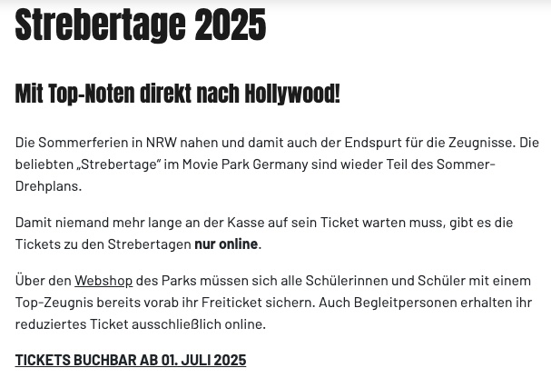 Movie Park Bottrop: Hotel, Frühstück, Eintritt ab 59€ p.P. (auch in den Ferien)