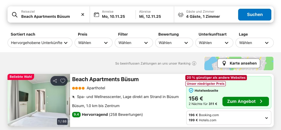 Nordsee Kurztrip: 3 Tage Büsum im strandnahen Apartment ab 83€ p.P. bei 4 Leuten, ab 98€ p.P. bei 2 Leuten