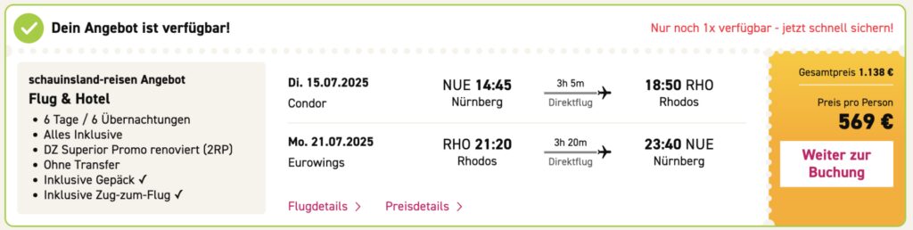 Rhodos Sommerurlaub – 1 Woche mit All Inclusive & Flügen ab 609€ p.P.