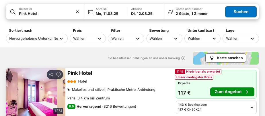 Städtetrip nach Paris – Übernachtung im pinken Hotel ab 61€ p.P.