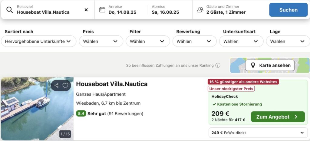 Urlaub auf dem Hausboot: 3 Tage in Hessen ab 246€ p.P.