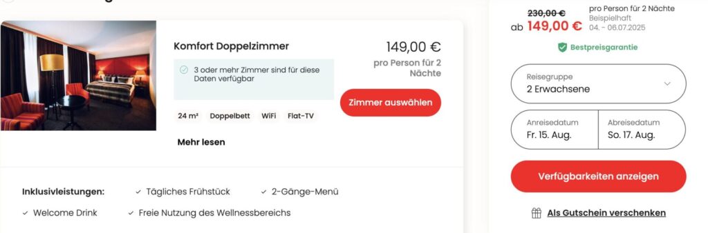 Wellness in NRW: 3 Tage im 4* Hotel inkl. Frühstück & 1x Dinner ab 139€ p.P. (auch am WE)