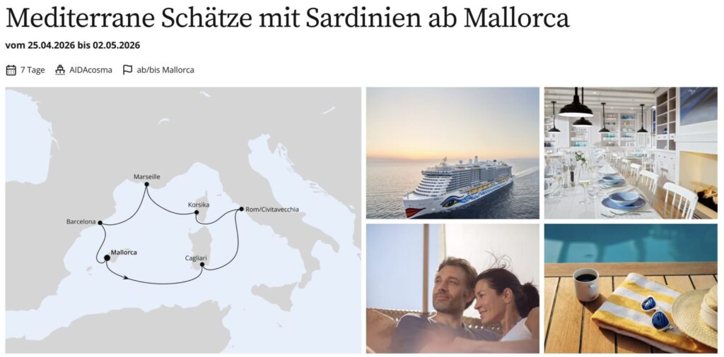 AIDA Mittelmeerkreuzfahrt – 1 Woche ab Korfu inkl. Vollpension ab 899€ p.P.