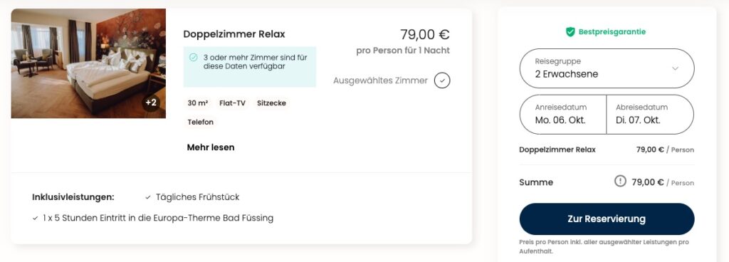 Bad Füssing Wellness: Hotel mit Frühstück & Eintritt in die Europa Therme für 79€ p.P. (DZ)