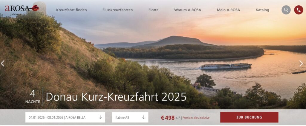 Flusskreuzfahrt Europa: 15% Rabatt bei A ROSA, z.B. 5 Tage auf der Donau ab 310€ p.P. mit All Inclusive