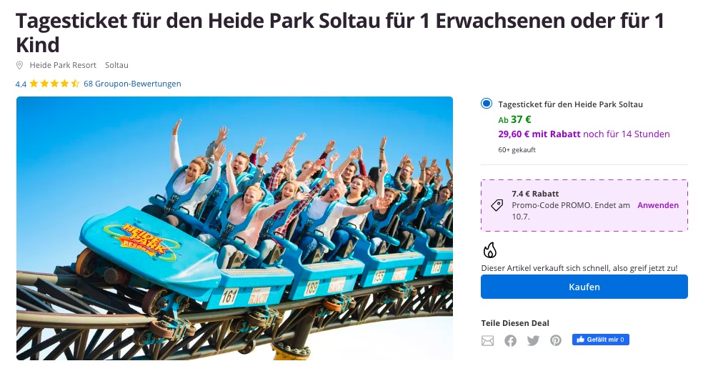 Heide Park Eintritt: undatierte Tagestickets für 31,50€ (statt 54€) / ausgebucht