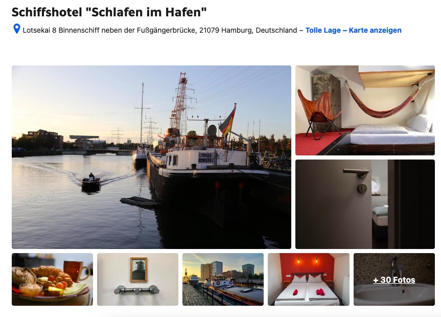 Kurzreise nach Hamburg: Übernachtung auf Schiffshotel im Hafen ab 70€ p.P. (DZ)