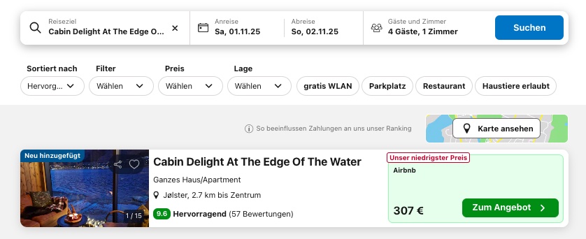 Urlaub in Norwegen: Blockhütte am Fjord ab 99€ p.P.