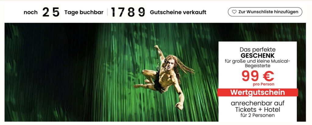 Deutschland Musicals: Hotel + Ticket für 99€ p.P. (DZ) / verschiedene Shows zur Wahl