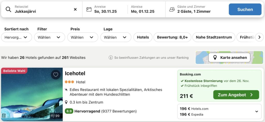 Eis Hotel in Schweden: Ice Room inkl. Frühstück ab 216€ p.P. (bei 3 Leuten)