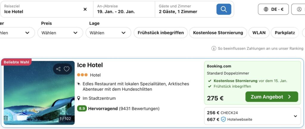 Eis Hotel in Schweden: Ice Room inkl. Frühstück ab 330€ p.P.