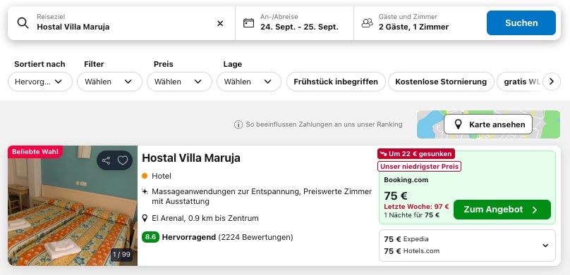 El Arenal Urlaub: 2 Tage mit Unterkunft und Flug ab 108€ p.P. (DZ)