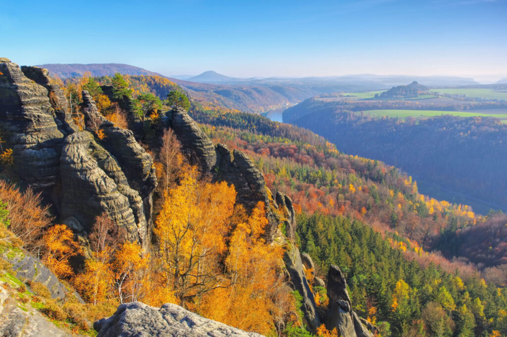 Mountain,Schrammsteine,In,Saxon,Switzerland,In,Autumn,,Germany