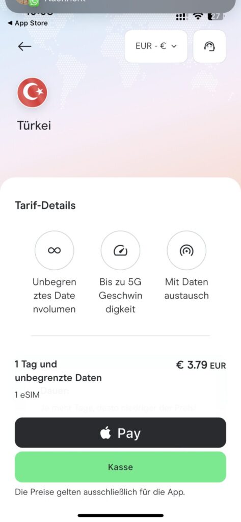 Holafly Tagespaket mit unbegrenztem Datenvolumen auswählen