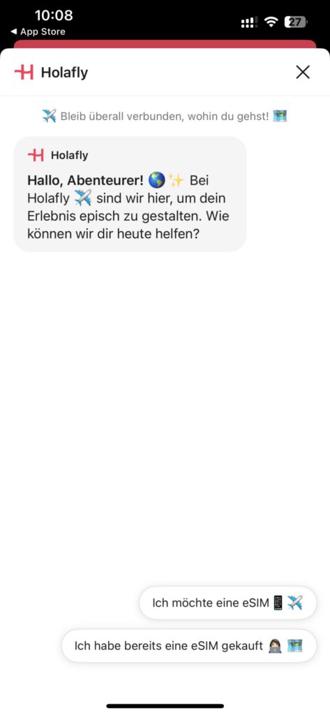 Holafly Kundenservice per Live-Chat