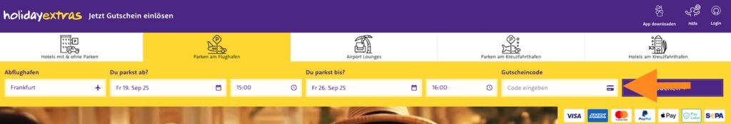 Holiday Extras Gutschein einlösen