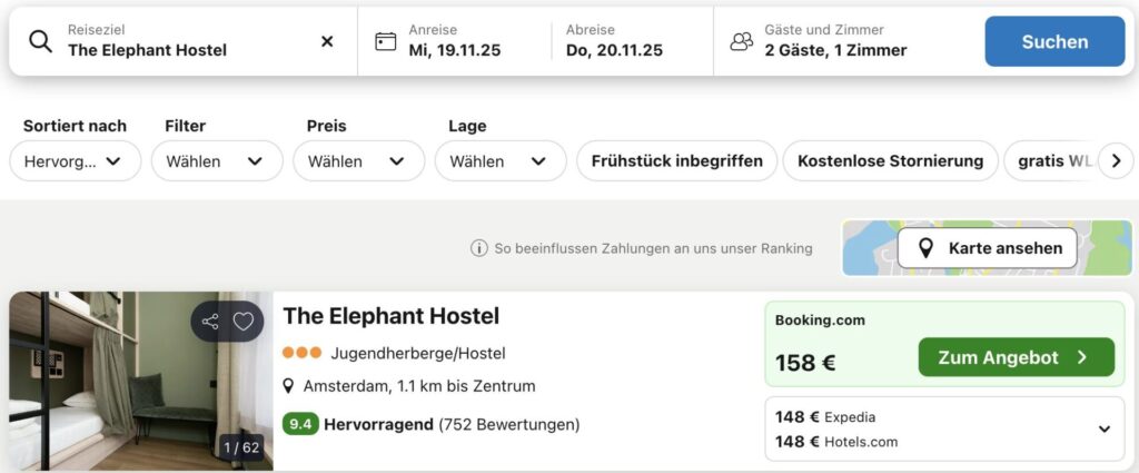 Hostel in Amsterdam: 3 Tage