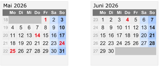Mai & Juni Feiertage
