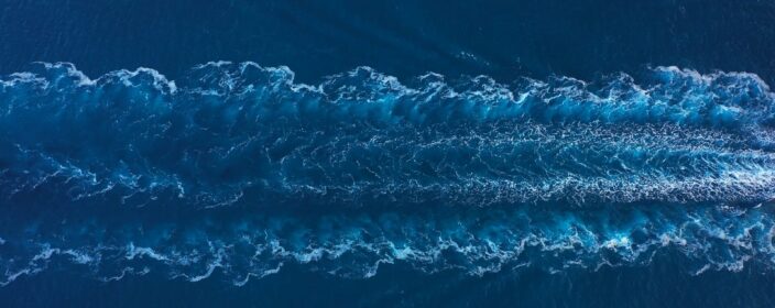 Prop,Wash,Of,A,Tanker,Ship,Underway,Open,Sea.,Aerial