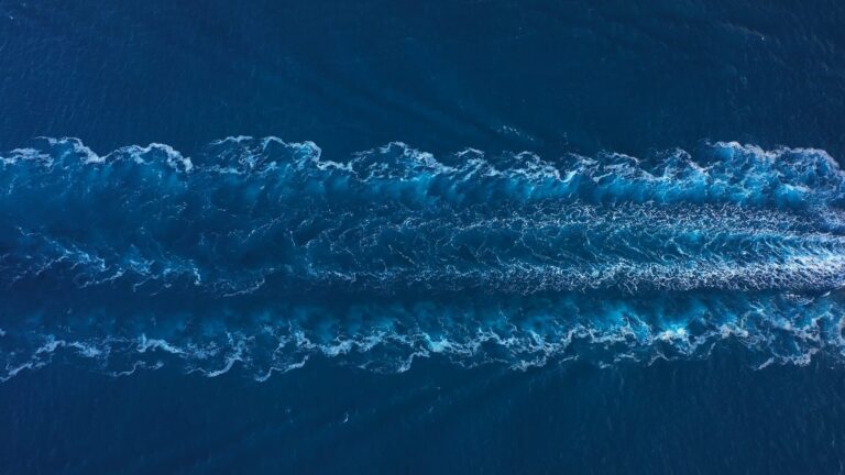 Prop,Wash,Of,A,Tanker,Ship,Underway,Open,Sea.,Aerial