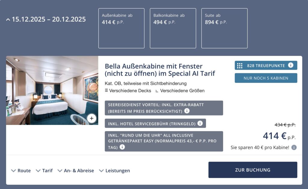 Mittelmeer Kreuzfahrt: 6 Tage inkl. Vollpension ab 239€ p.P. / mit All In Getränkepaket ab 344€ p.P.