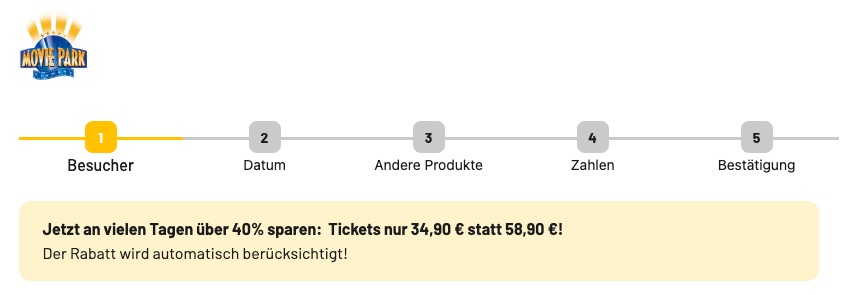 Movie Park Tagesticket: Familienticket (2 Erwachsene + 2 Kinder) nur 99,90€