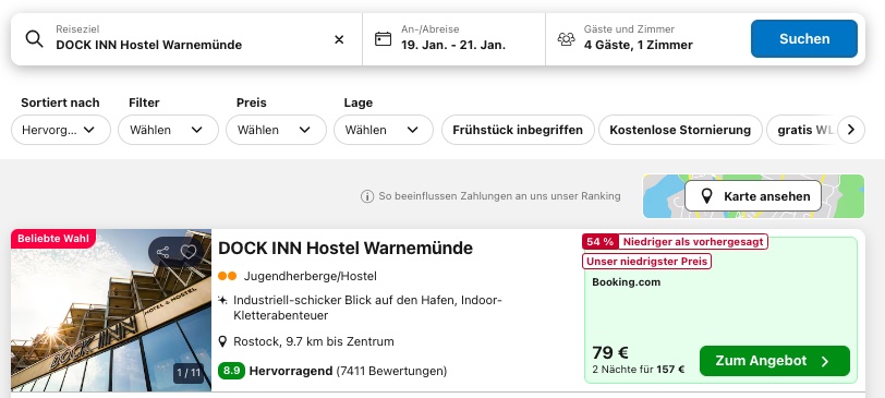 Ostsee Kurztrip: 3 Tage im Überseecontainer Hostel (eigenes Zimmer) ab 39€ p.P. bei 4 Leuten