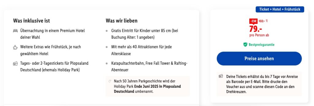 Plopsaland (ehemals Holiday Park) Tageskarte: Übernachtung, Frühstück & Eintritt ab 92€ p.P. (auch in den Sommerferien)