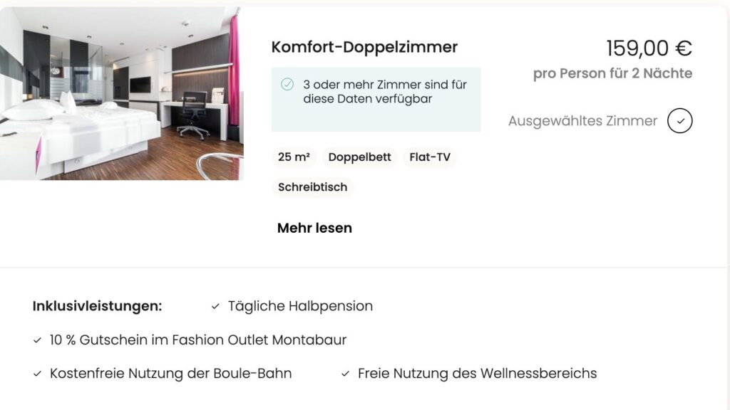 Rheinland Pfalz Hotel: 3 Tage direkt am Schloss Montabaur mit HP & Wellness ab 169€ p.P. (DZ)