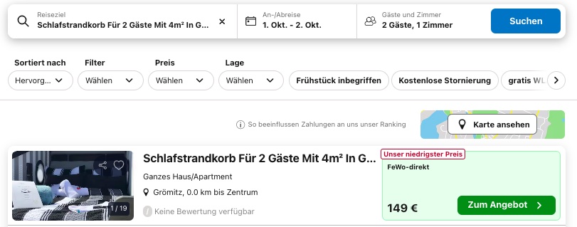 Schlaf Strandkorb: Übernachtung ab 75€ p.P. direkt am Strand