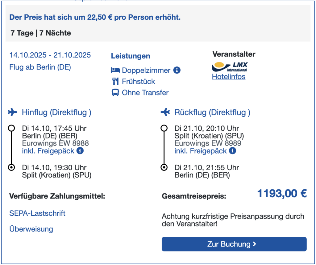 Spätsommer in Kroatien – 1 Woche im 4* Hotel mit Frühstück & Flügen ab 621€ p.P.