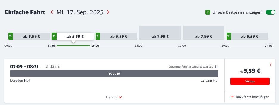 Sparpreis Aktion: Tickets ab 5,59€ (bzw. 4,19€ mit BahnCard)