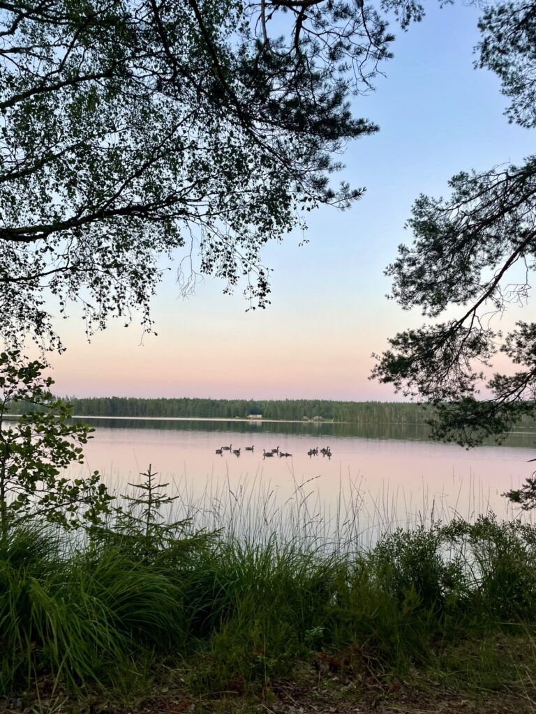 ⁨stora vilången see schweden reiseuhu⁩