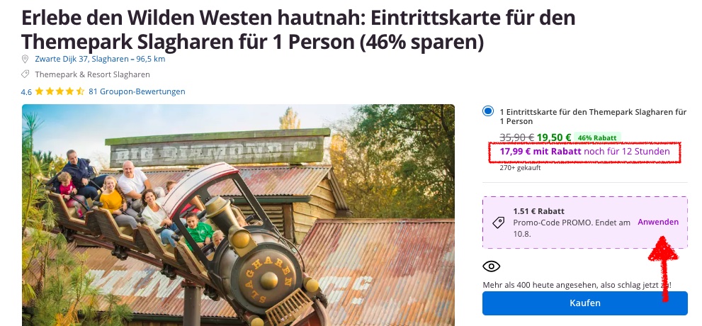 Tagestickets Freizeitpark Slagharen