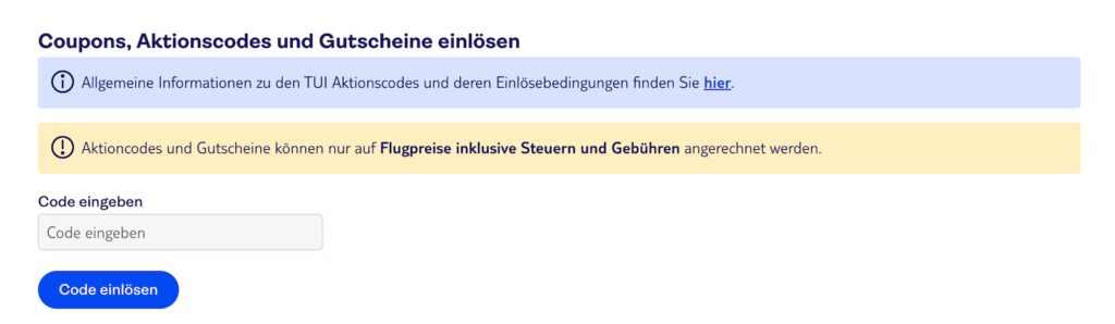 TUIfly Gutschein einlösen