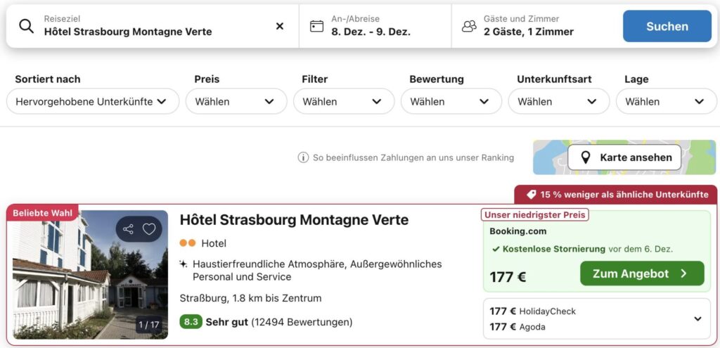 Weihnachtsmarkt in Straßburg: 1 Nacht im top Hotel ab 77€ p.P.