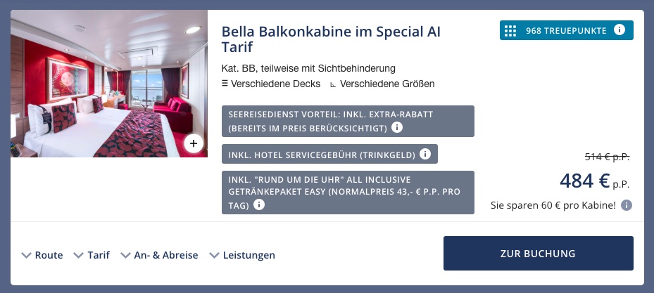 Mittelmeer Kreuzfahrt: 6 Tage Balkonkabine inkl. Vollpension ab 379€ p.P. / mit All In Getränkepaket ab 484€ p.P.